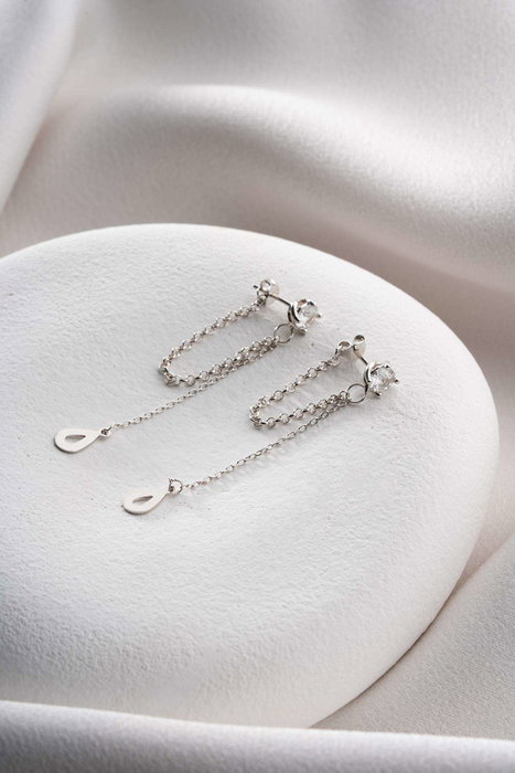 Heliophilia Silver Pendientes de Plata de Ley con Recubrimiento de Rodio